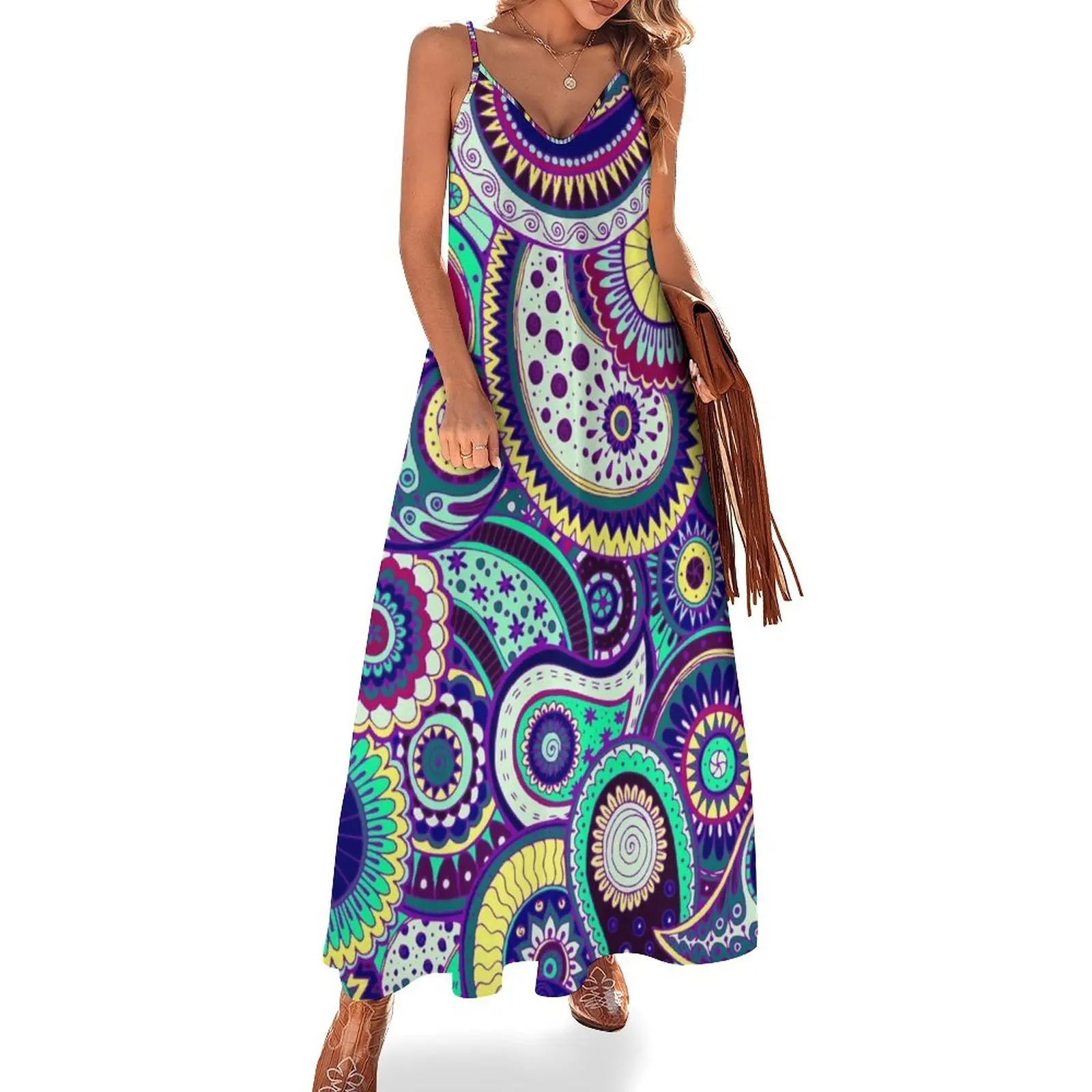 

Colorful Paisley Hippie Art Sleeveless Dress summer dresses womens 2024 Womens dresses