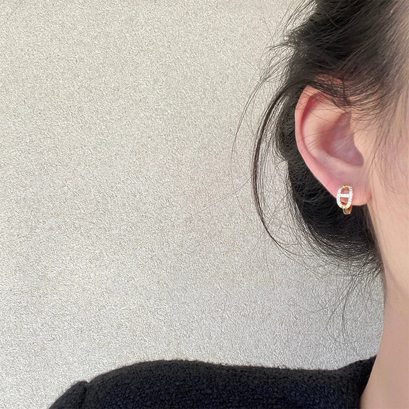 Elegante Zirkon-Ohrklemmen in Schweinenasenform für Damen, Vielseitige Stilvolle Geometrische Creolen, Lässiger Partyschmuck, Accessoires, Geschenke – Detail 7