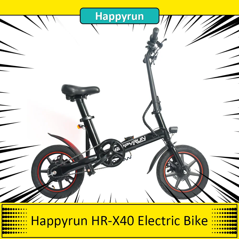 Happyrun Hr-X40 Bici Elettrica Leggera 350W Motore 36V 6Ah Batteria 14 ''Pneumatici Pneumatici 25Km Gamma 25 Km/H Velocità Città Adulto Ebike