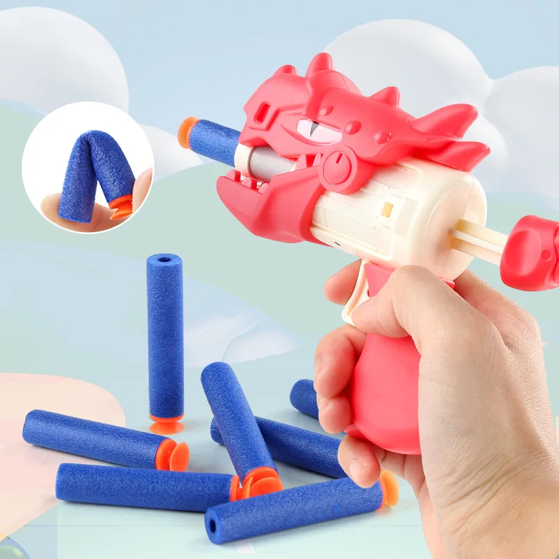Funny soft bullet gun cartoon leisure sports toy for sport Manual launch gun with foam bullets outdoor party game for kids gifts 4