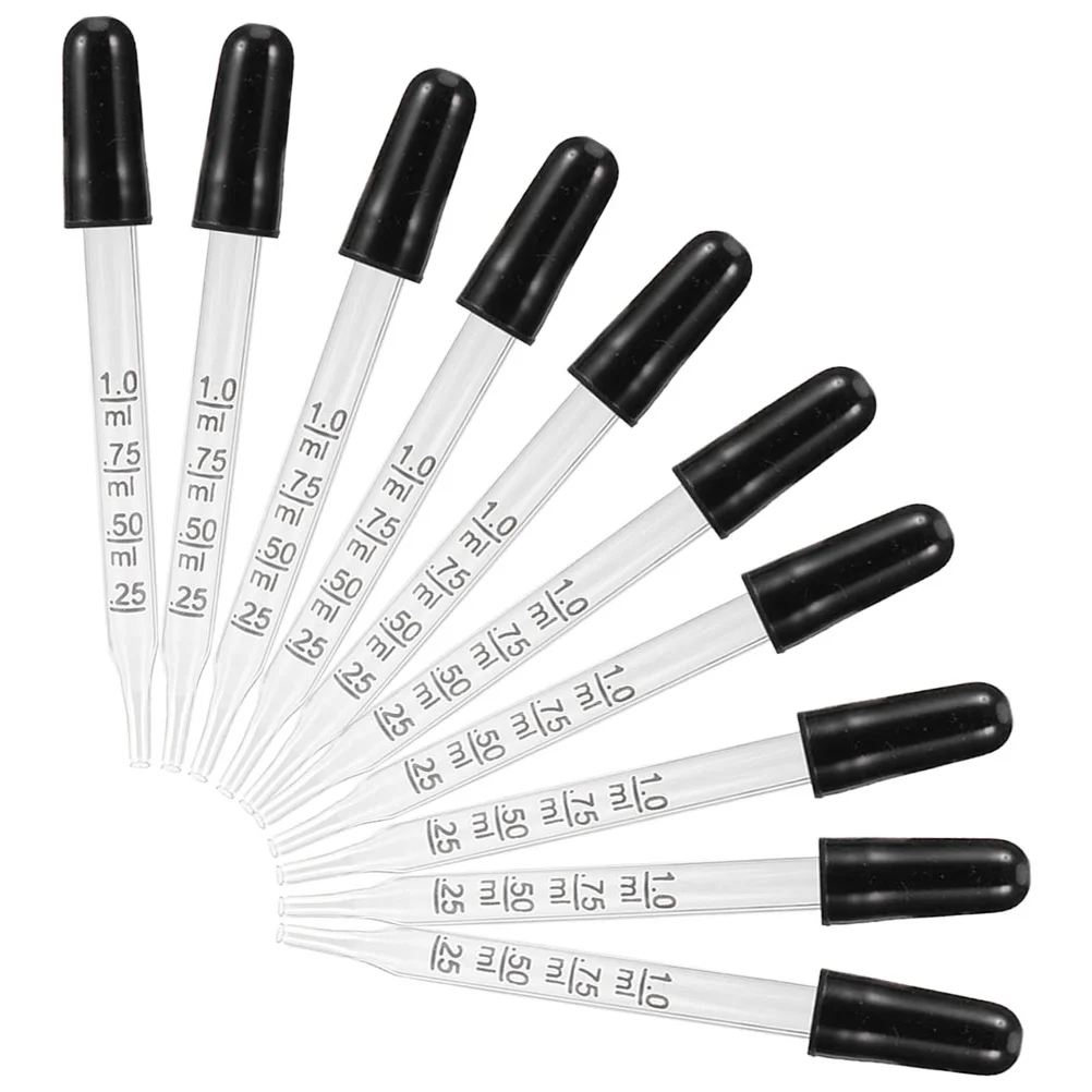 

10pcs Bent Tip Glass Droppers Glass Pipette Laboratory Dropper Pipette with Scale 1ml