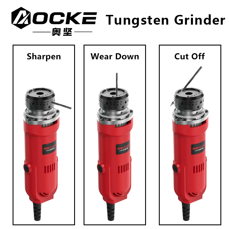 AOCKE Electric Handheld Tungsten Electrode Grinder 220V Dustproof Portable Tungsten Sharpener for Electrode Welding 15° 30° 45° 5