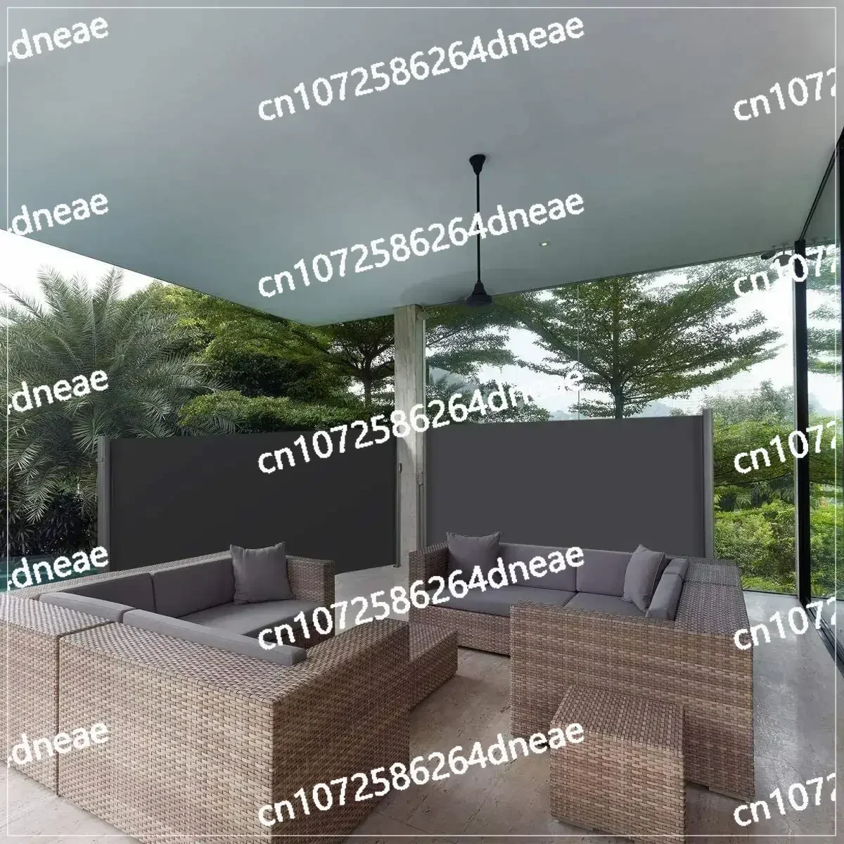 View of Retractable Side Awning Outdoor Patio Pool Water Repellent Garden ...