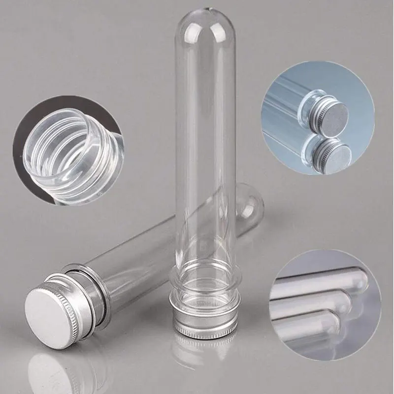 

100Pcs 40ml Plastic Test Tubes Clear and Transparent Candy Storage Containers with Screw Caps