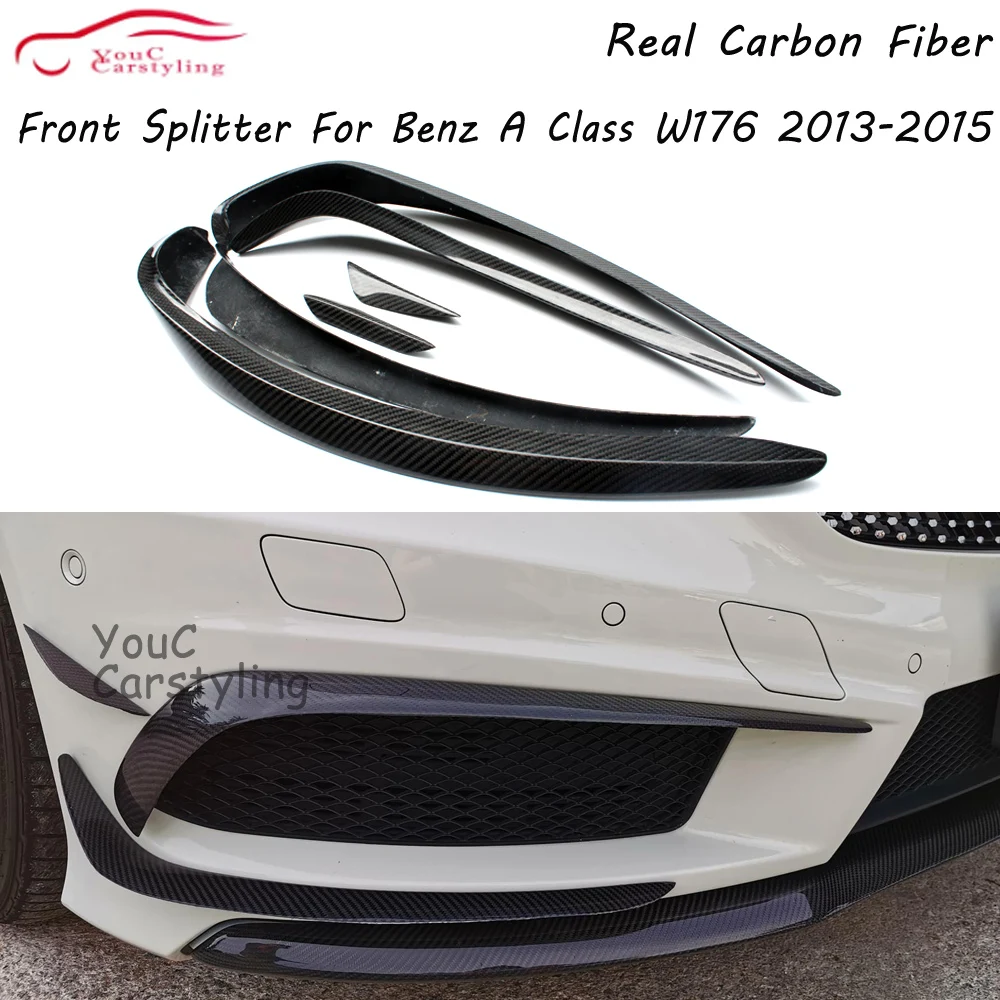 

W176 Carbon Fiber Canards Front Bumper Splitter Lip For Mercedes A Class W176 2013-2015 Sport Edition AMG A160 A180 A45