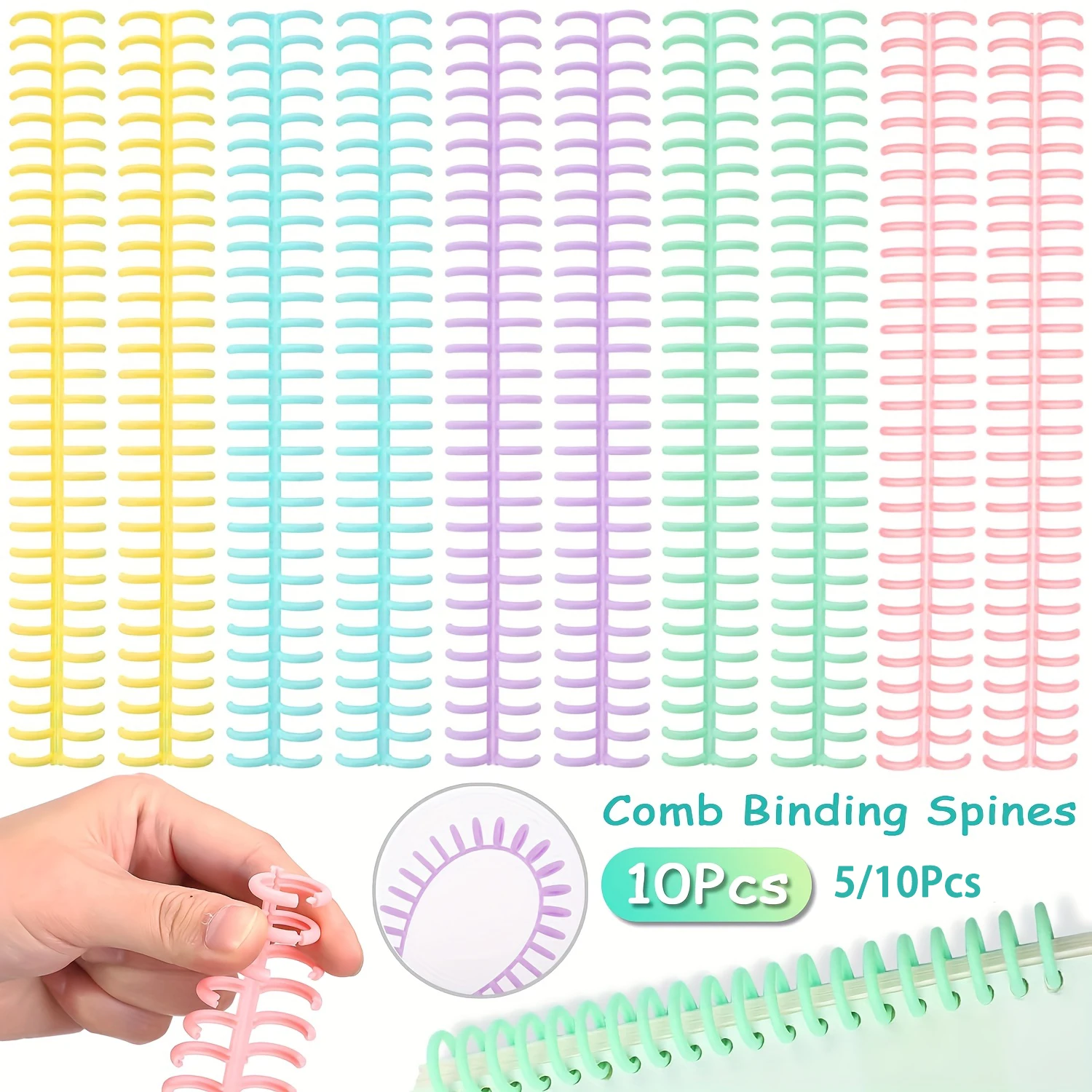 Comb Binding Spines Plastic Spiral Binding Coils for Business Document File Notebook File Making 5-10PCS 30 Rings