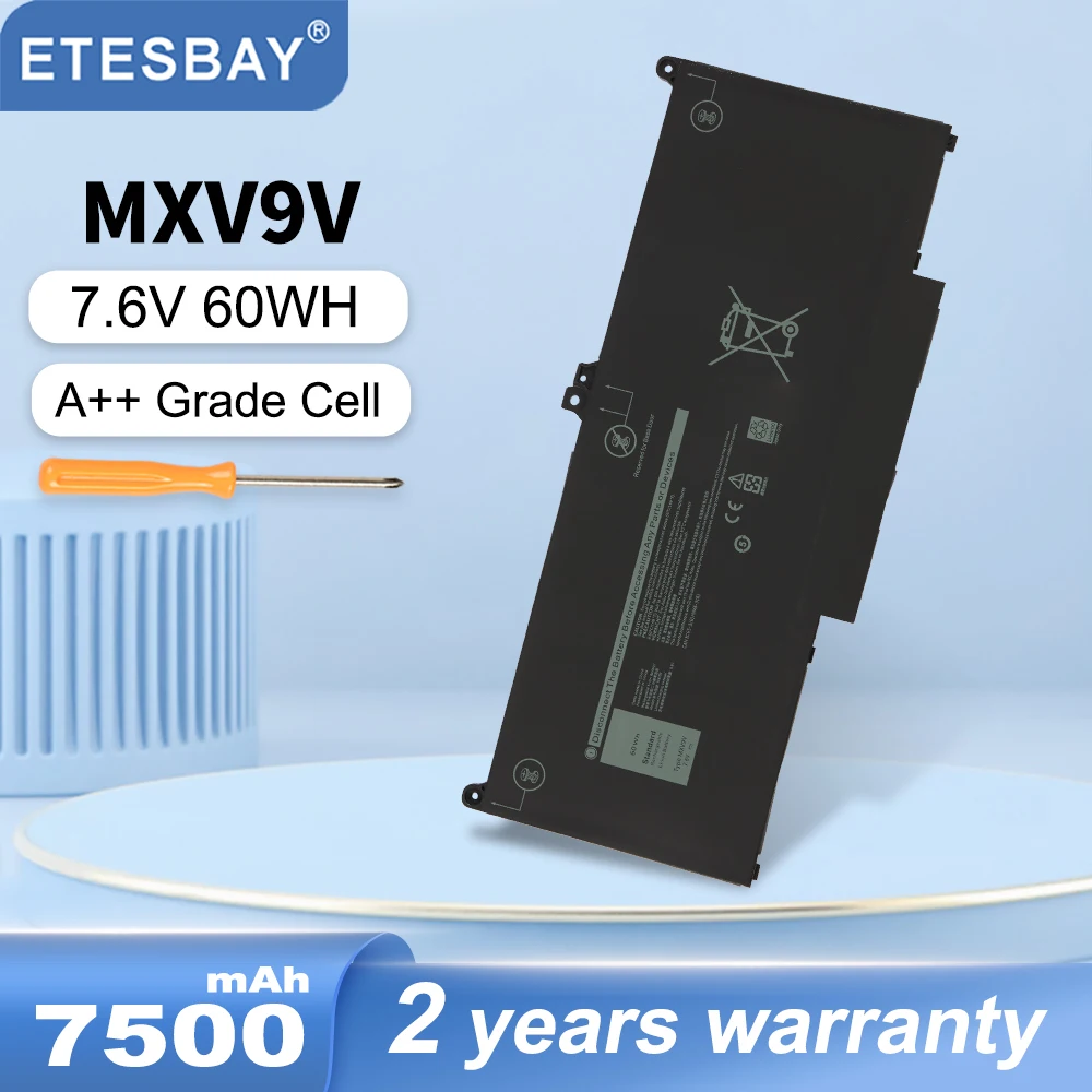 Bateria do Portátil para Dell Latitude Dell Latitude 7300 7400 5300 5310 em 60wh 7500mah 7500mah Etesbay-mxv9v