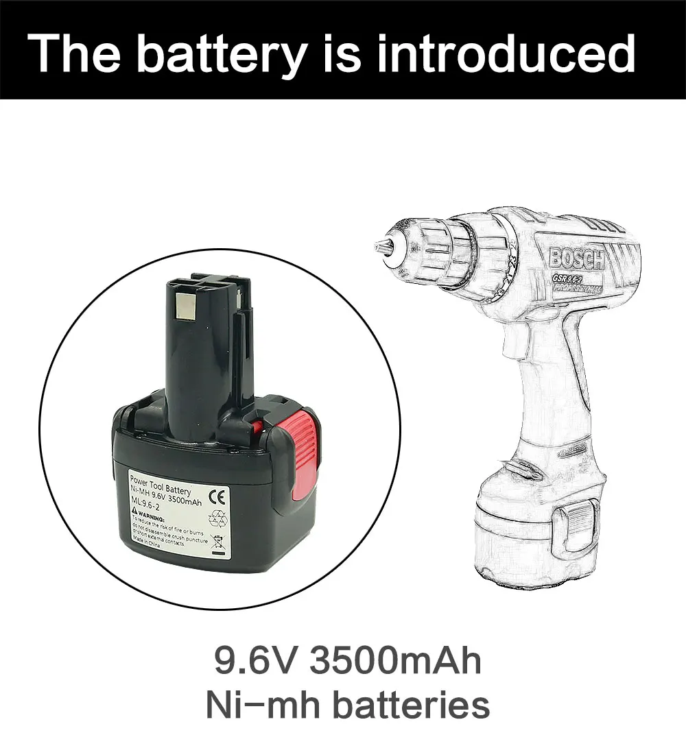 button cell battery NAKEDS-Batterie Rechargeable NI-MH, 9.6V, 3500mAh, Pour Bosch PSR 960, BH984, BAT048, BAT119, L50 button cell