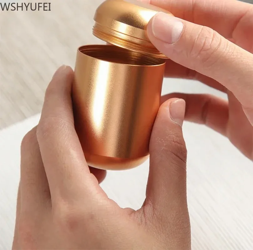 1Pcs Metal Capsule Travel Portable Tea Seal with Cover Coffee Bean Candy Cookie Collection Storage Tank Kitchen Storage