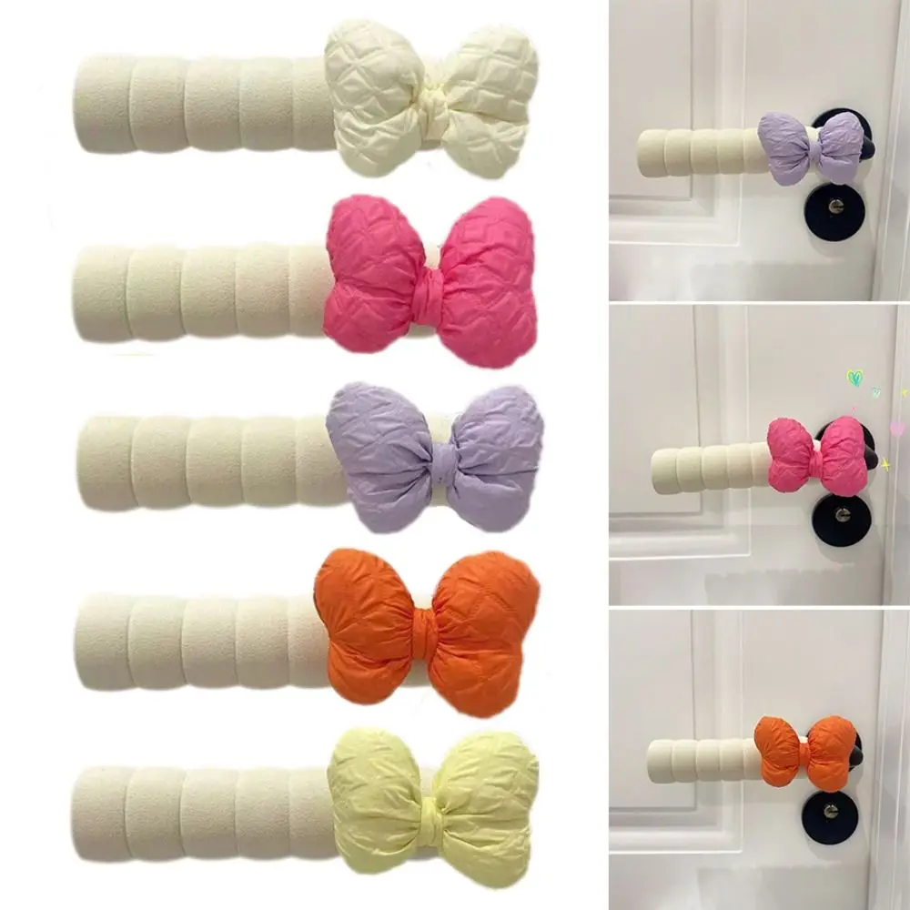 2Pcs Fashion Bowknot Door Handle Cover Anti-collision Anti-Static Handle Protective Cover Multicolor Decoration