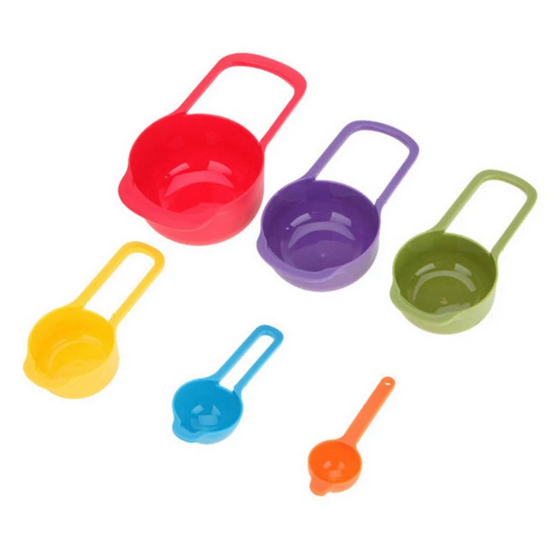 Plastic Measuring Cups Measuring Spoon Graduated Coffee Milk Tea Baking Tools 6PCS measuring cup and spoon set