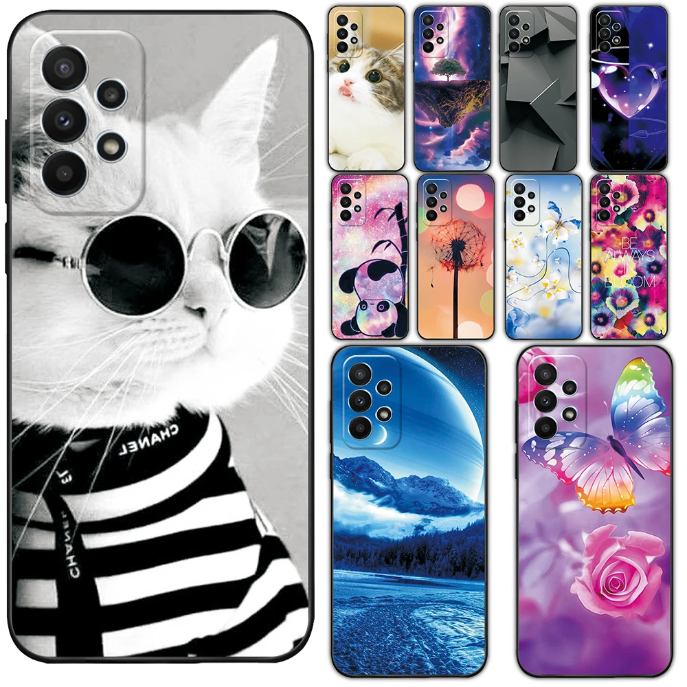 Per Samsung A53 5G Custodia Galaxy A23 A33 5G Cartoon Cat Cover Posteriore In Silicone Morbido Verniciato Per Samsung Galaxy A73 A53 5G Funda Coque