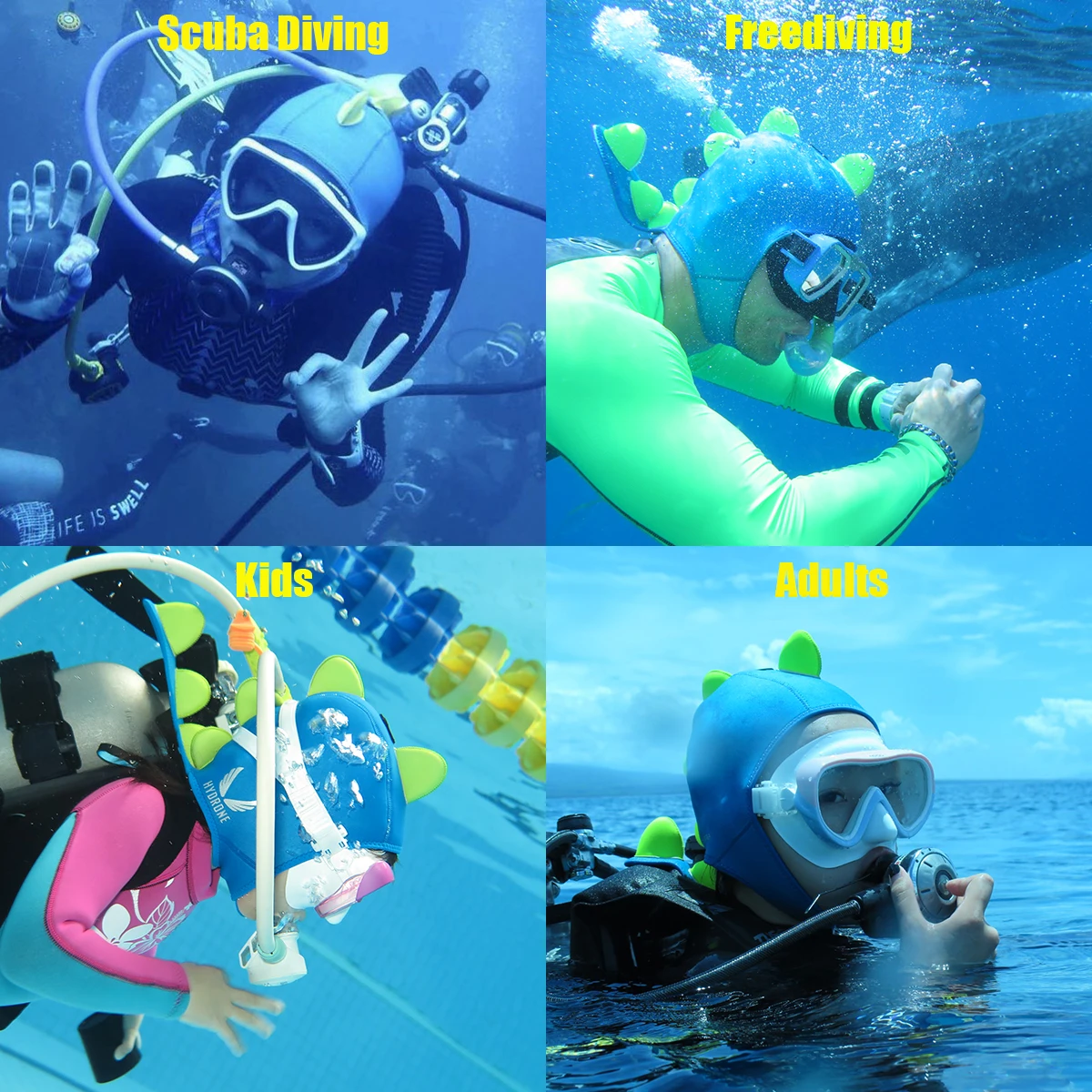 Wetsuit Hood Dinosaur 3mm Neoprene Scuba Diving Hood for Women Children Men Scuba Dive Cap Freediving Hat Thermal Surfing