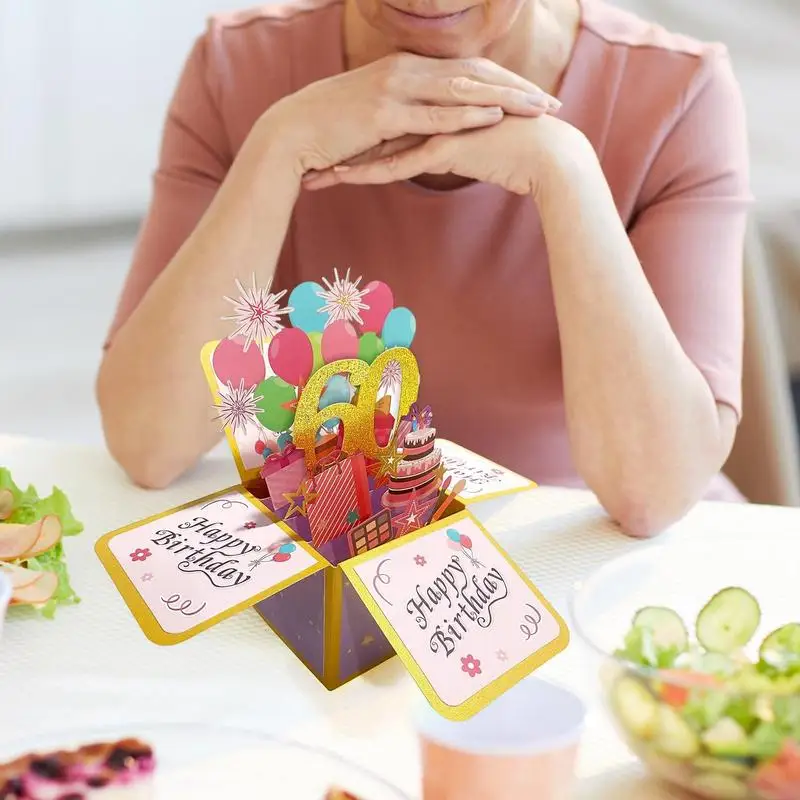 Greeting Cards Flower Bouquet Pop Up Card Handmade Happy Birthday 3D Popup Greeting Cards For Birthday Winter Fall Christmas Thanksgiving Thank greeting cards