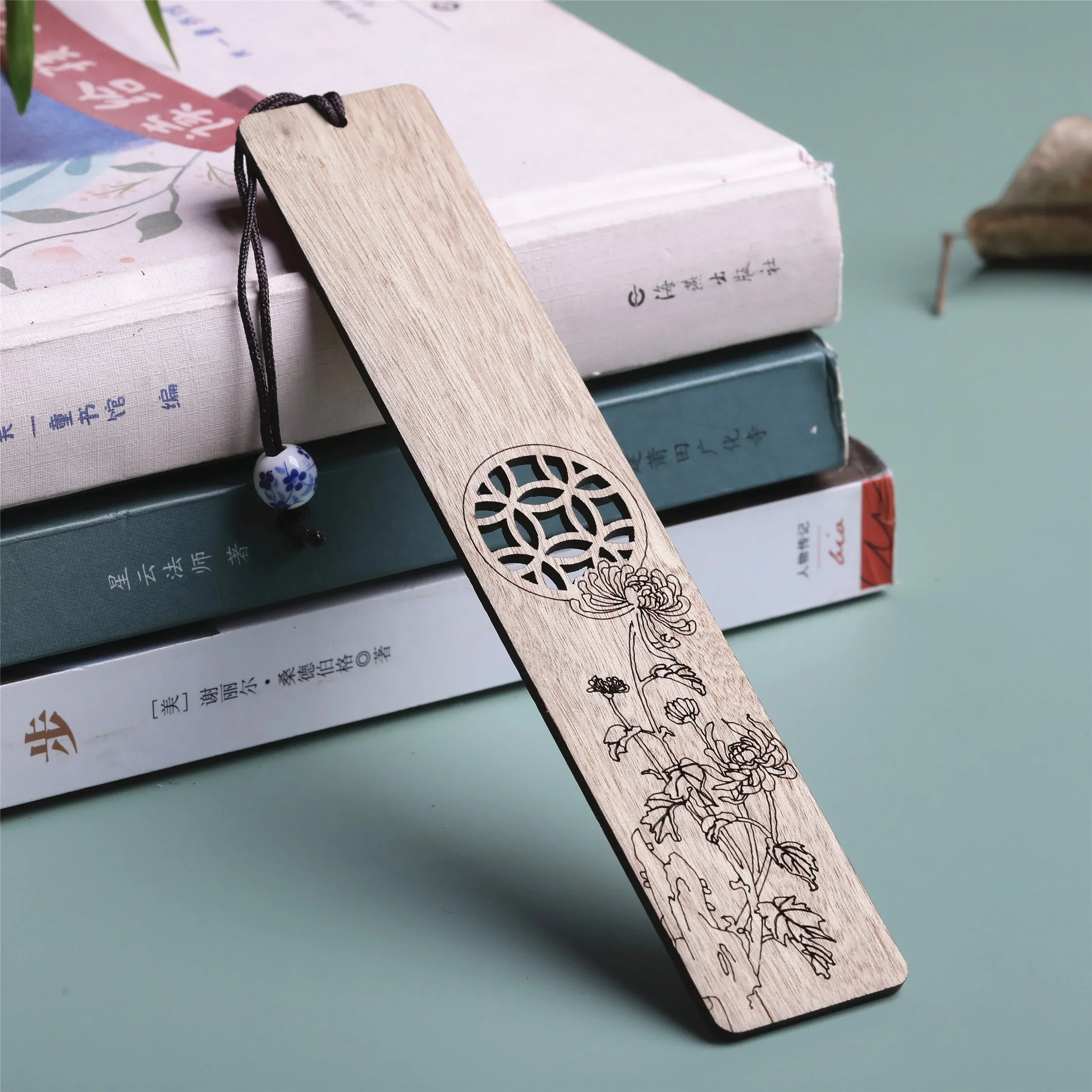Wooden Mahogany Bookmark Hollow Window Bookmarks Blossom Plum Orchid Bamboo Chrysanthemum Lettering Carving