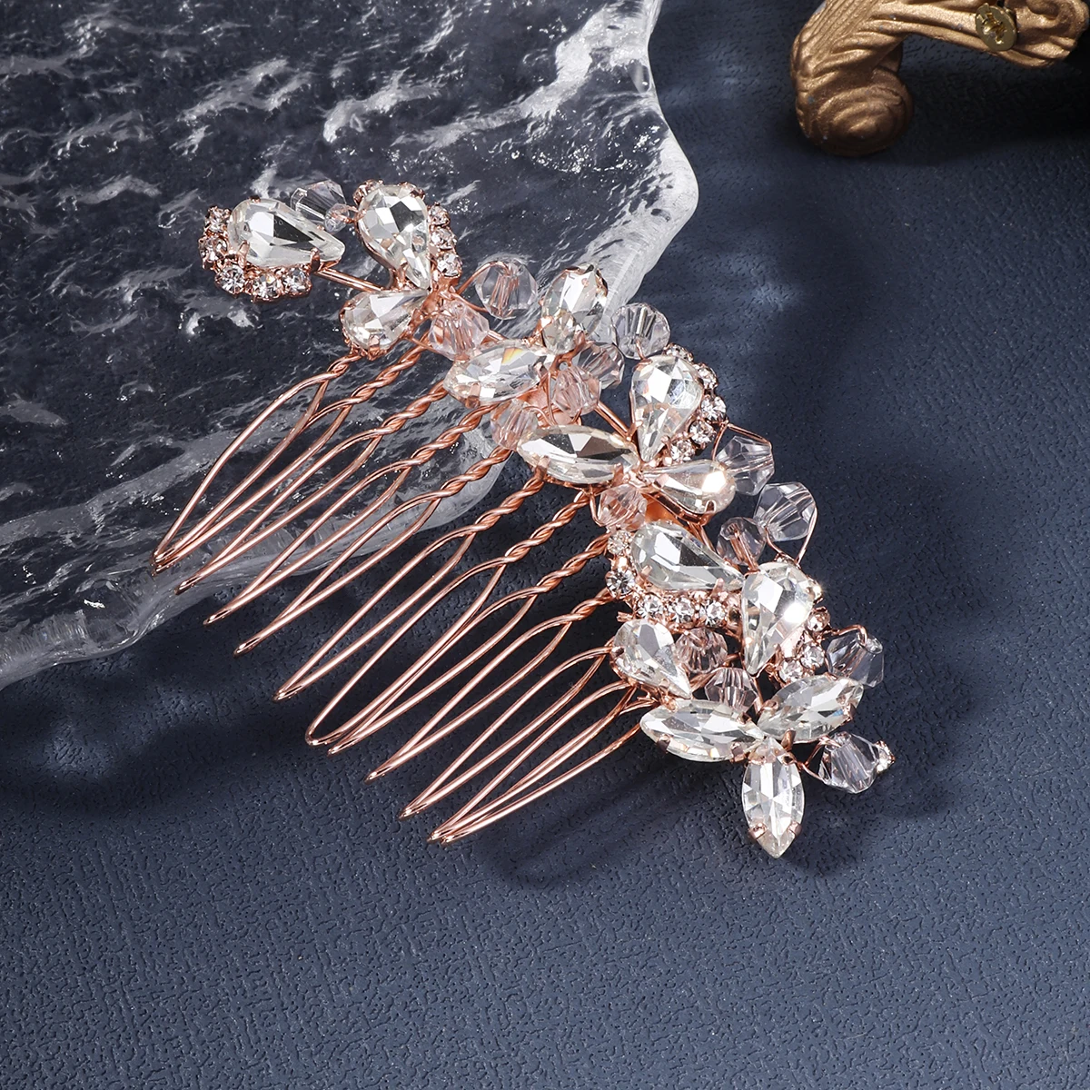 Braut Hochzeit Haarschmuck Kristall Blume Haar Kämme Clips für Frauen Braut Kopf bedeckung Brautjungfer Party Schmuck Geschenk – Detail 8