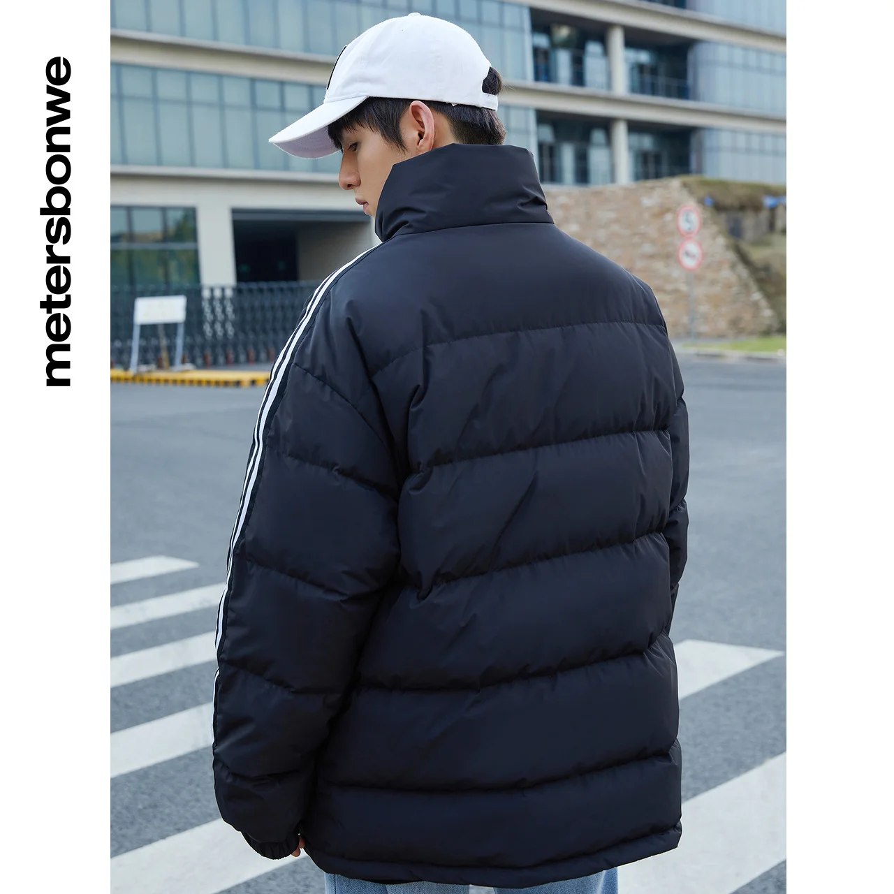 Metersbonwe Sport Style Down Wear For Man Loose 80% Gray Duck Down Stand Collar Solid Color Warm Wear Winter Down Coat