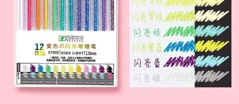 Farbiger Glitzer-Gelstift, 1,0 mm, Metallspitze für Papier, Karton, Tagebuch, Zeichnen, Markieren, Färben – DIY-Kunstbedarf in verschiedenen Farben – Detail 4