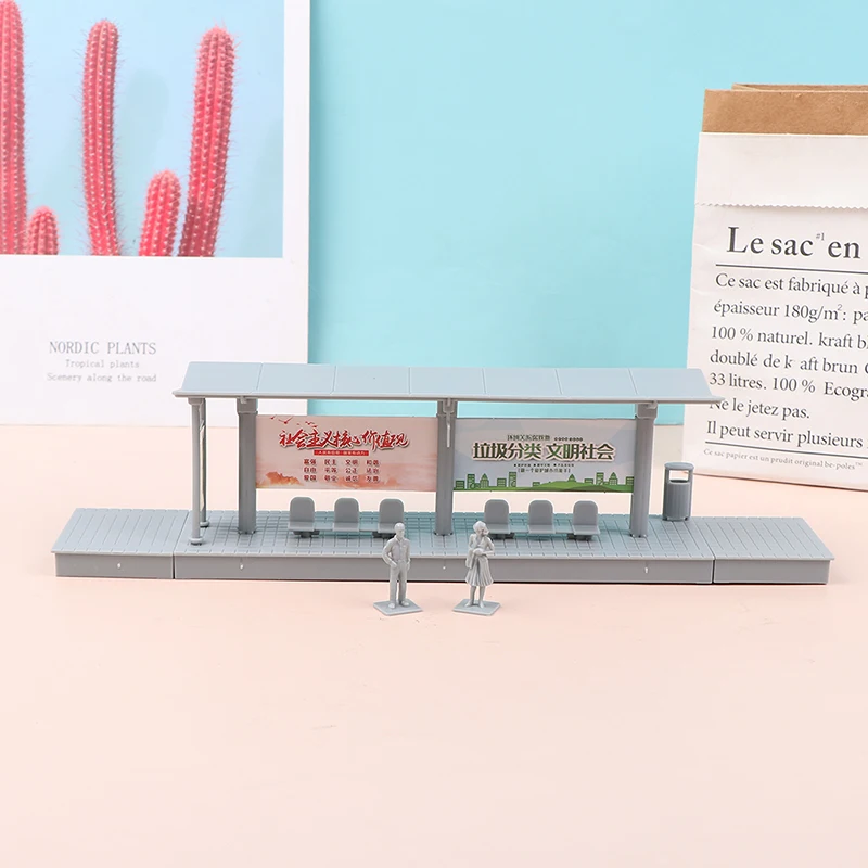 1/87 Mini Simulation Bus Station Model High-speed Rail Station Platform Diy 2