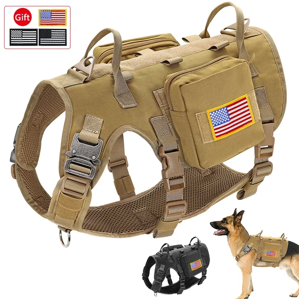 

Arnés militar táctico duradero para perros, chaleco de nailon fuerte para mascotas, arnés de entrenamiento para perros de trabaj