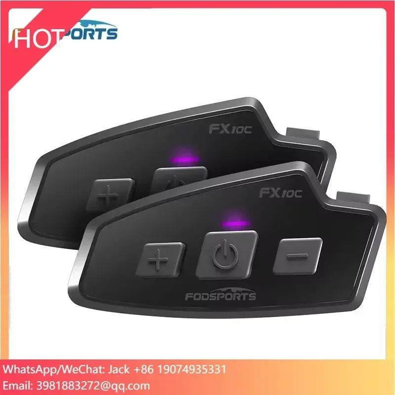 2피스 포드스포츠 FX10C 1KM 인터콤 범위 무제한 연결 블루투스 인터콤 헤..