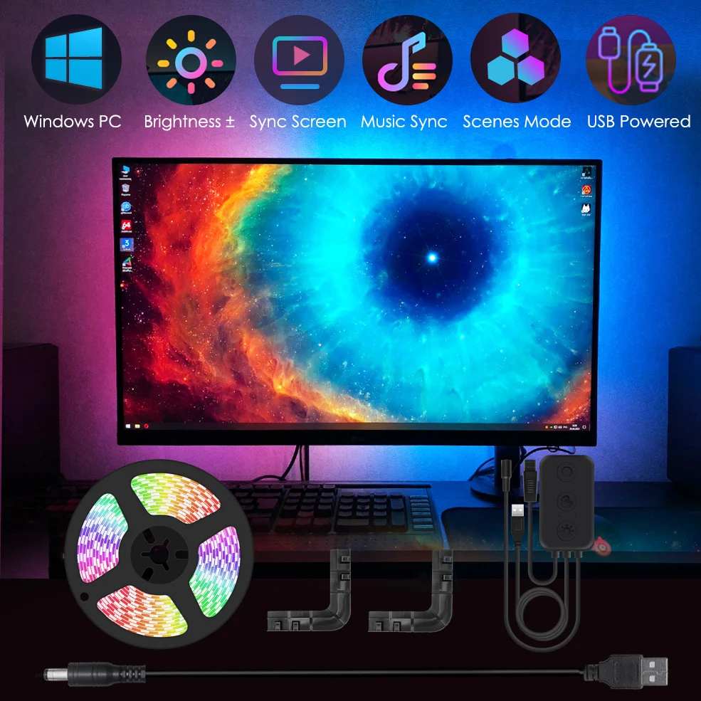 Backlight Pc Monitor Led Strip Ws2812b Monitor Backlight Rgb Led