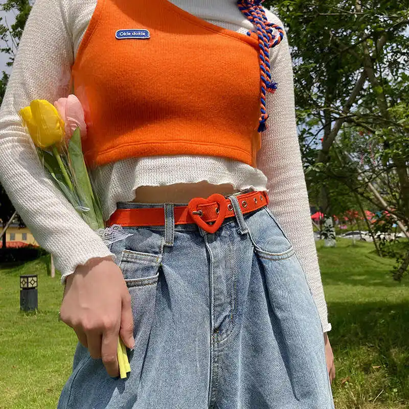 Love Belt Women Summer New Korean Style Decorative Denim Jeans Belt Student Fashion Multifunctional Ins Style