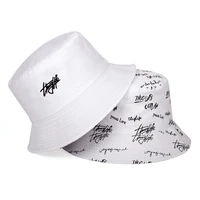 double-sided fisherman hat fashion summer ladies sun hat tide letter printing wild basin hat hip hop bucket hat 4