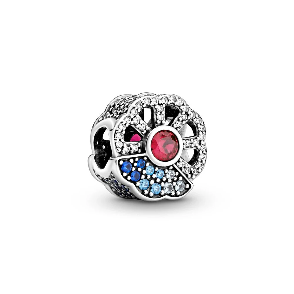 Fashion Simple Princess Dress Blue Fan Bead Bracelet Set With Safety Chain Fit  Original Charm DIY Jewelry For Women Gift