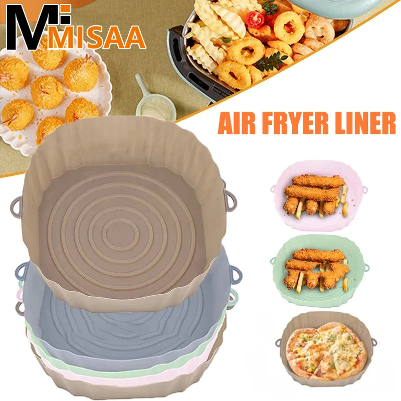 Air Fryer Silicone Basket Reusable Airfryer Pot Pan Liner Heat Resistant Food Baking For AirFryer Oven Accessory Home Appliances