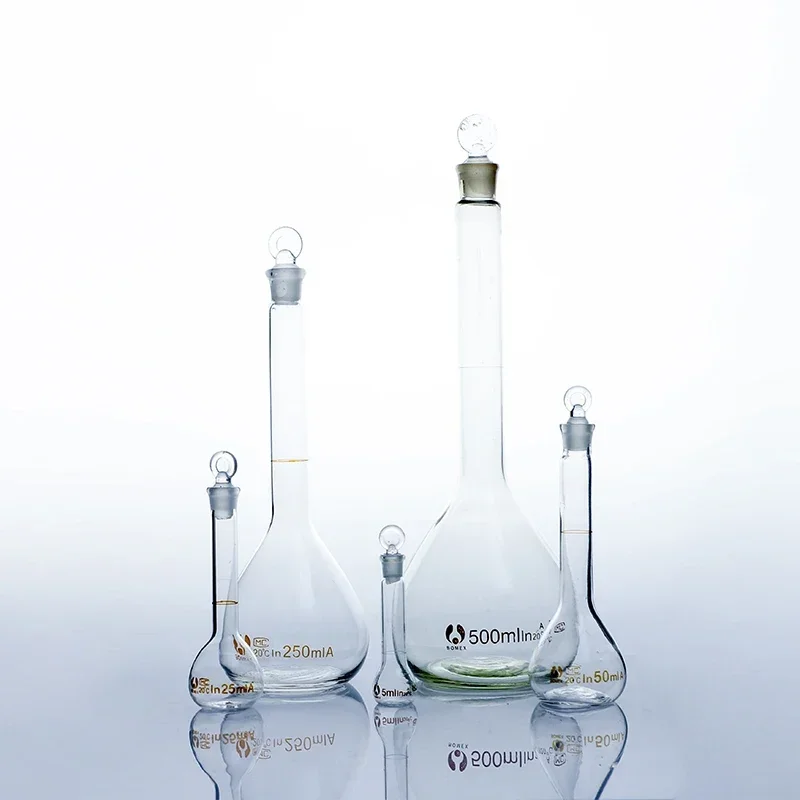 Lab Volumetric Flask 1pcs 5/10/20/25/50/200/500/1000ml Class A Borosilicate Glass With Head Stopper