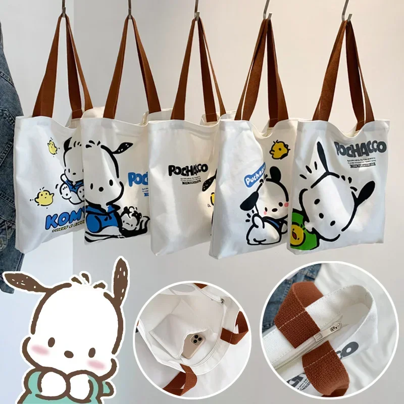 ★Wai Kei★ Pochaco Check Big Shoulder Bag Red YKBE05AC03-2 Sanrio Pochacco Large Capacity Shoulder Bags Casual Shopper
