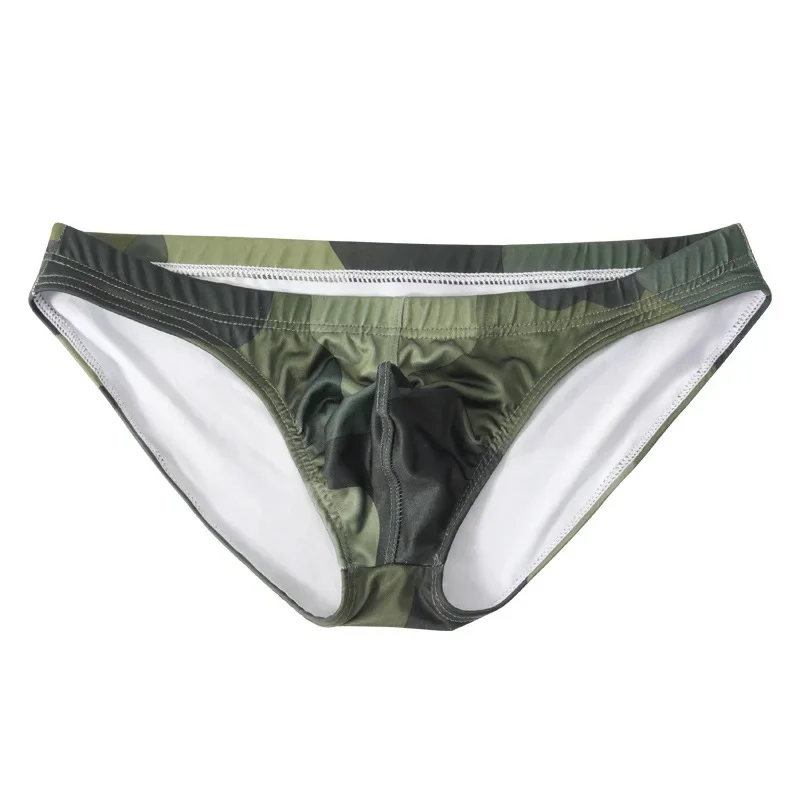 Men's Camouflage Ultra-Thin Seamless Briefs - Low Waist Breathable Underwear with Bulge Pouch