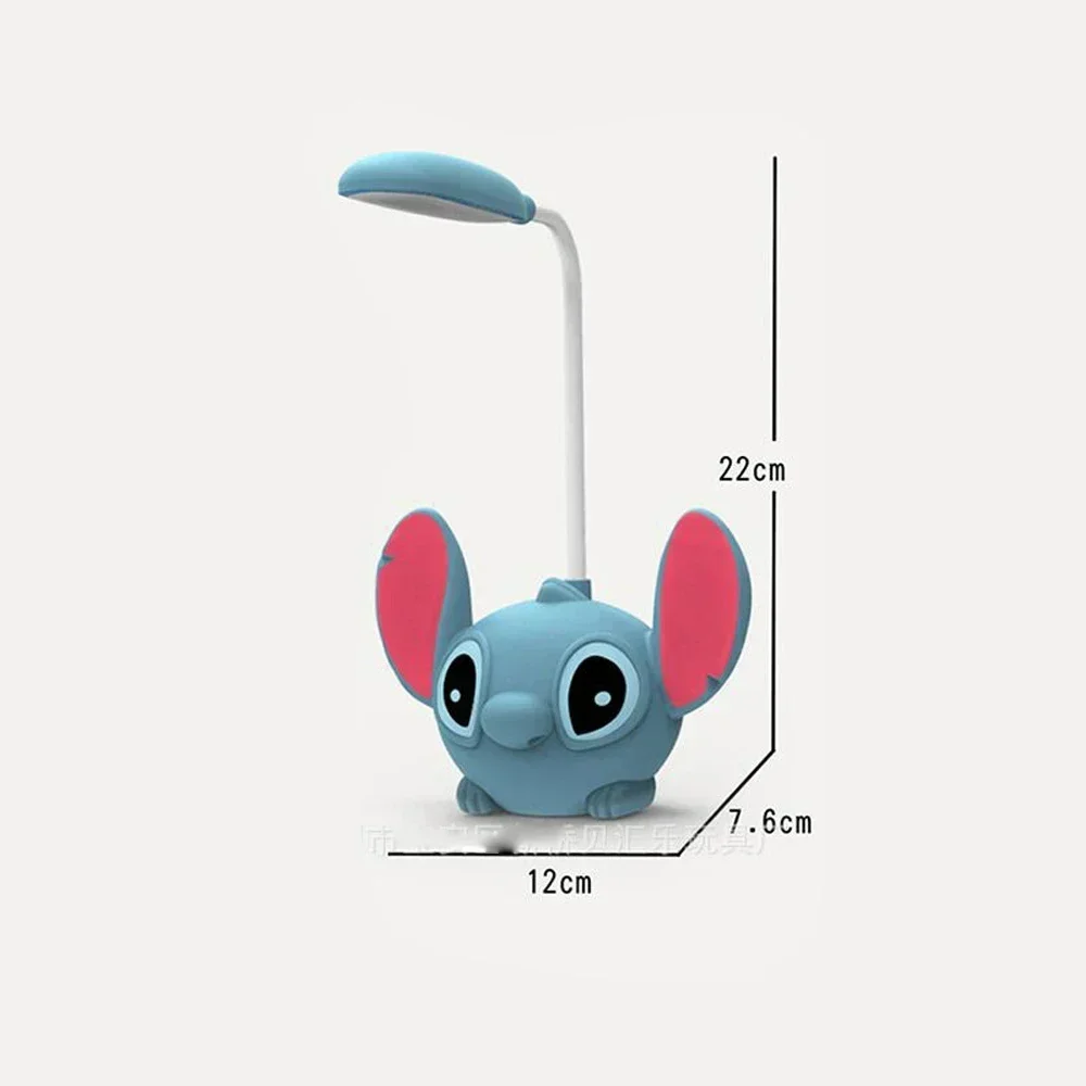 LED Lilo & 스티치 책상 램프 연필 샤프너 포함, 접이식 조명, 귀여운 책상 야간 조명, USB 충전 조명, 어린이 생일 선물