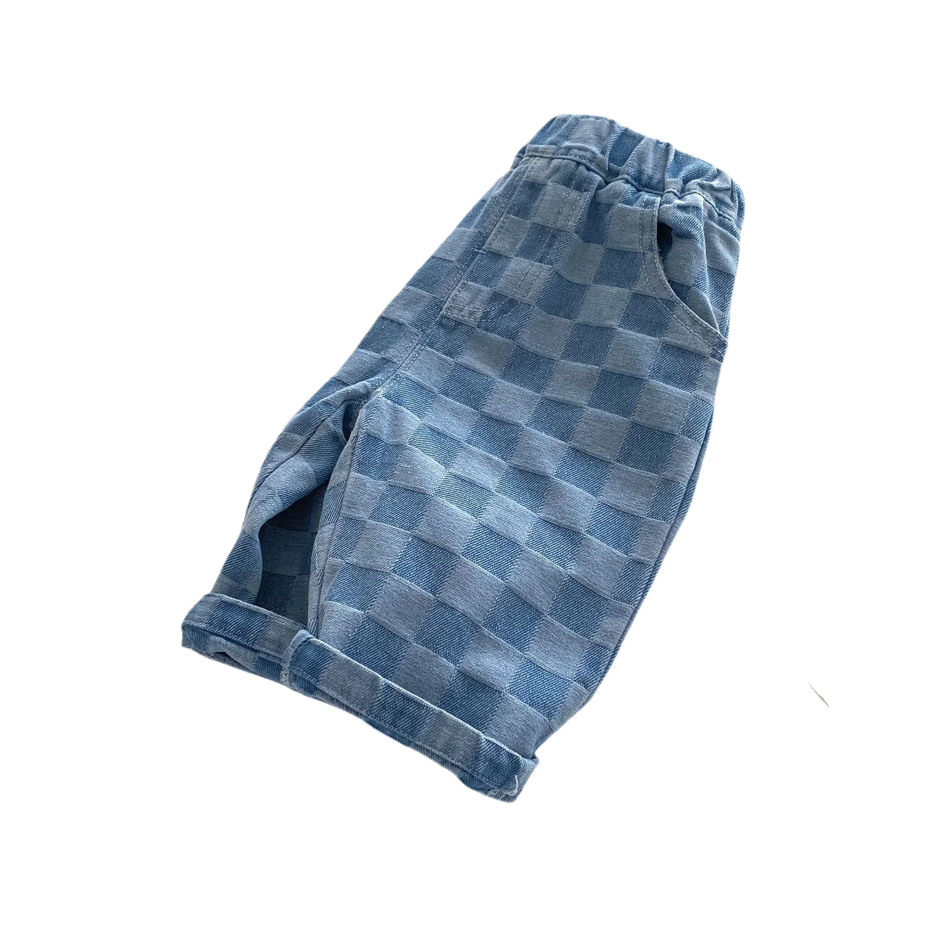 Soft Denim Checkered Jeans for Kids