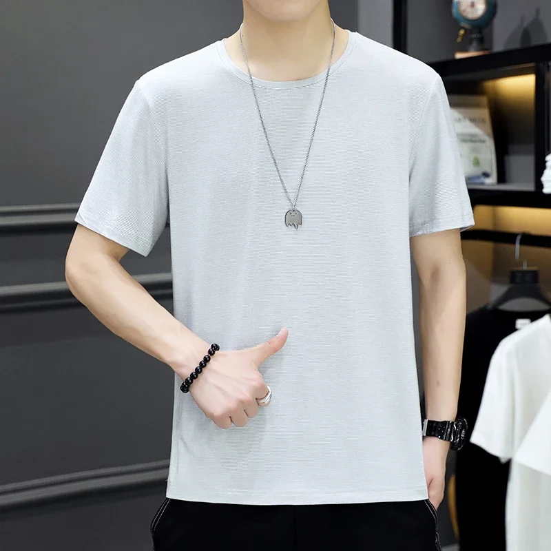 

2024 gentleman New Quick Drying Hatless Versatile Fashion men's casual Short sleeved T-shirt 3276