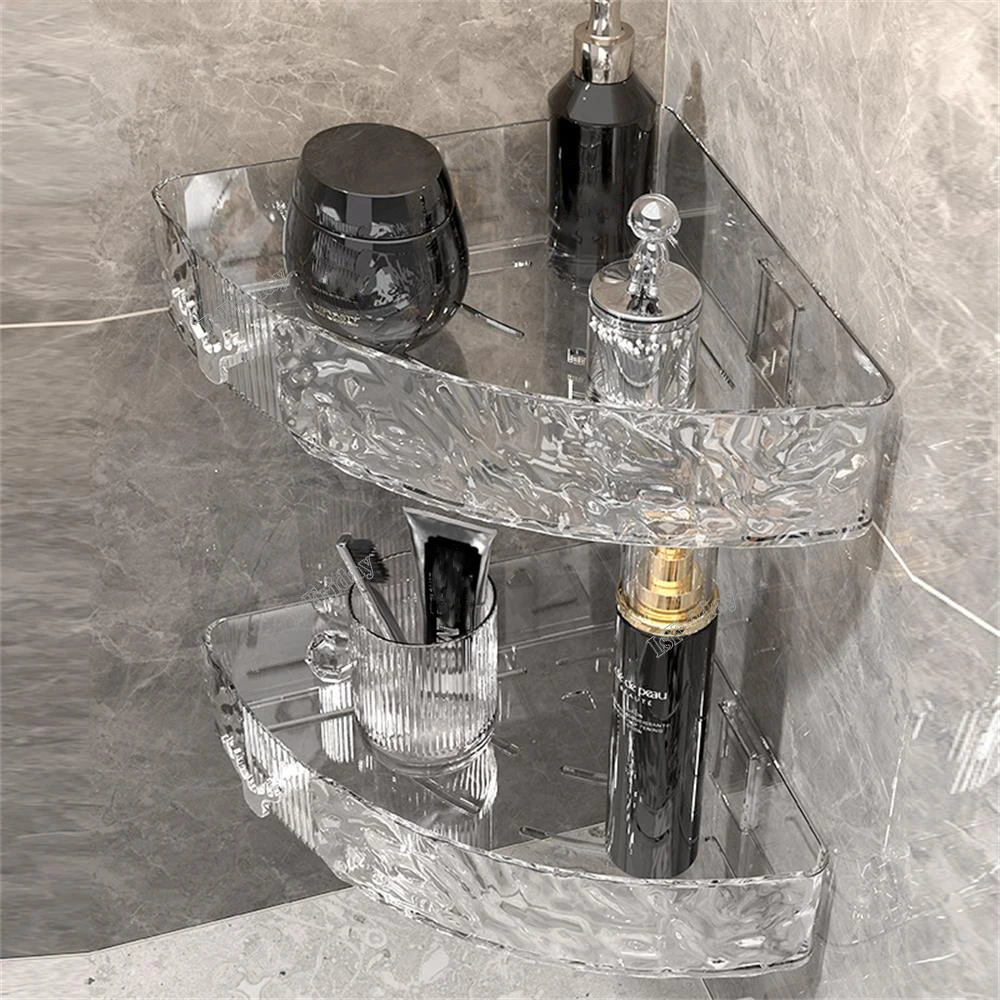 

Water ripple triangular shelf High Value Corner Bathroom Shelf Bathroom Shelf Corner Space Storage Rack Bath Bathroom