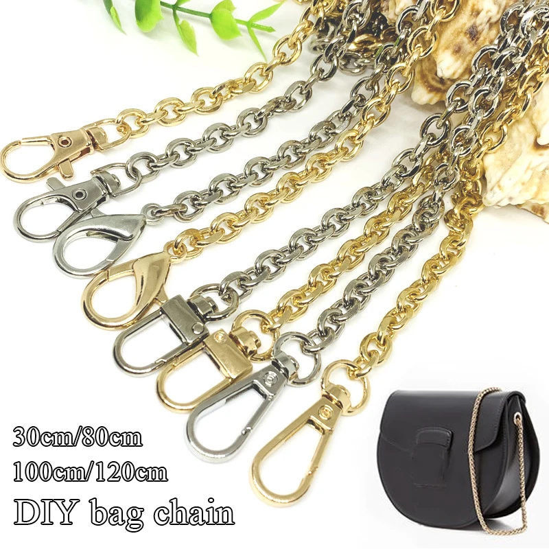 30-120cm Metal Bag Chains shoulder Bag Strap DIY Purse Chain For Handbag Belt Gold Silver Black Handbag Handles Bag accessories