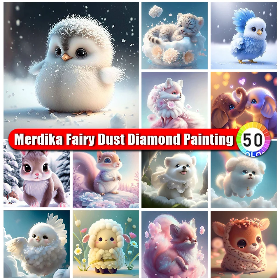 Picture Size Fairy Dust Diamond Painting AnimalS Cross Stitch Embroidery Kit Diamond Mosaic Cartoon Cute Art Rhinestone Decor