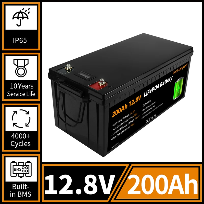 

New 12V Rechargeable Lithium Iron Phosphate Battery Pack,for RV Golf Cart Boat Motor Solar System 12V LiFePo4 Battery