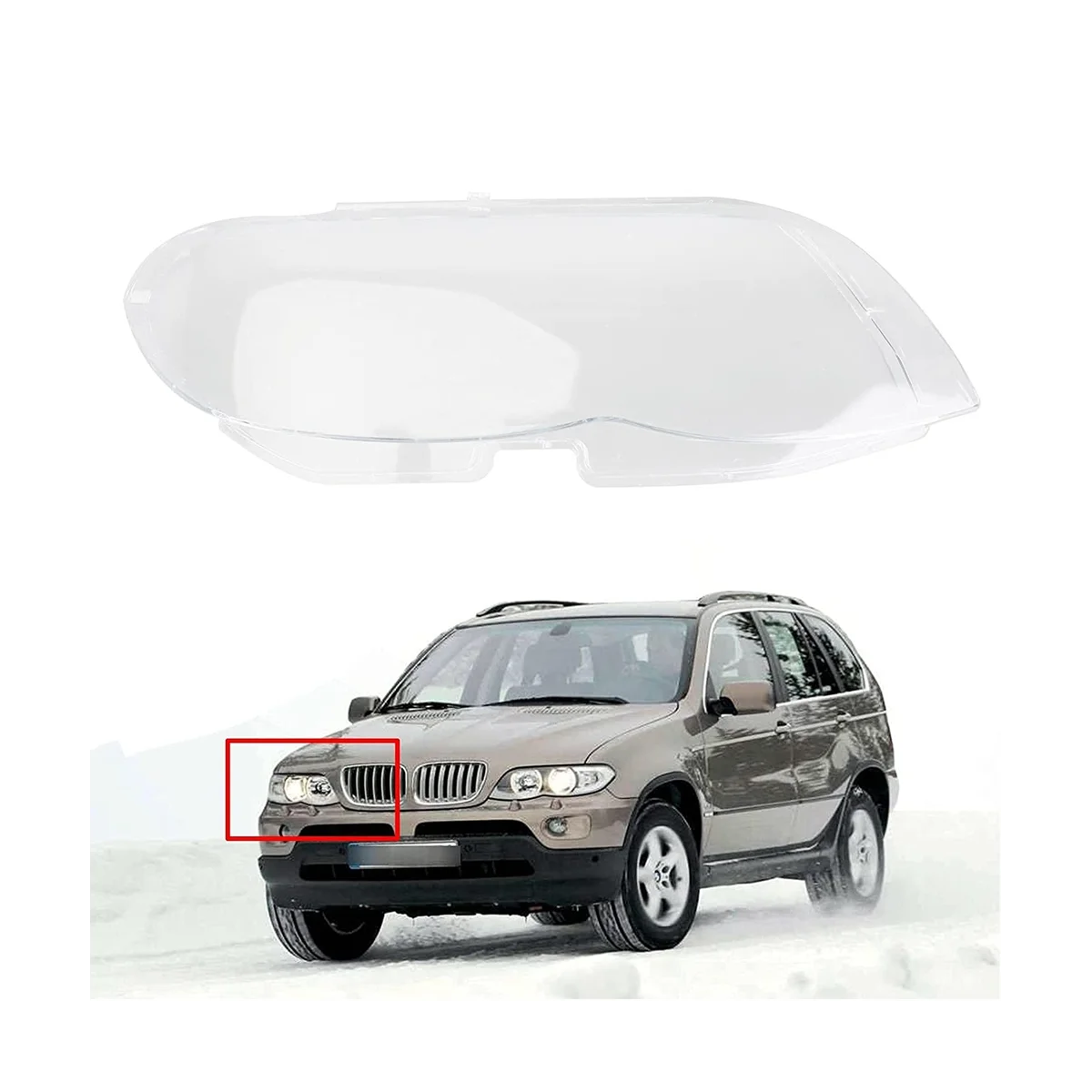 

Car Headlight Lens Cover Transparent Lampshade Replacement for BMW X5 E53 2004-2006 Accessories ,Right