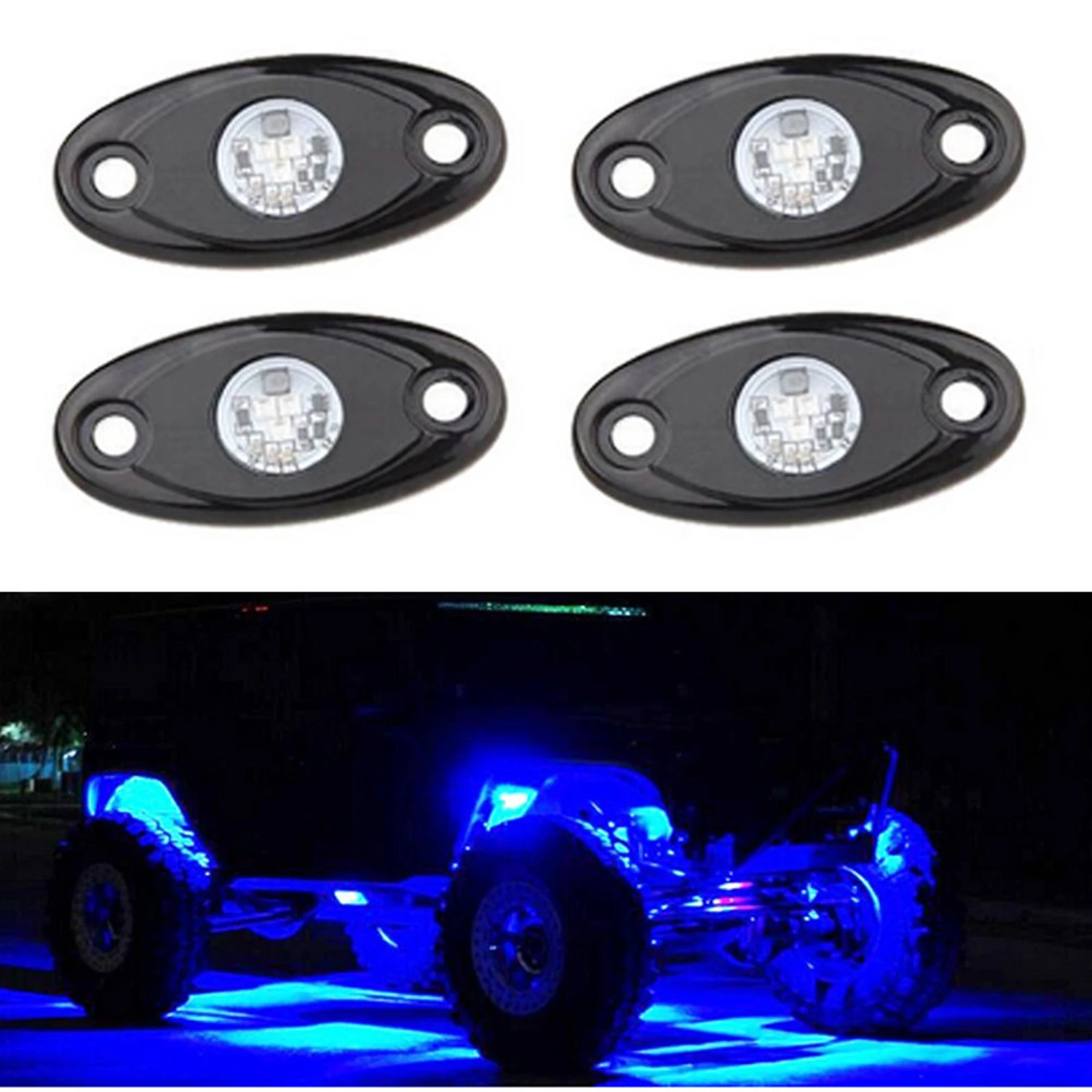 

4 Pods Waterproof LED Rock Lights Neon Lights Atmosphere Decoration Underbody Underwheel Lamp for Truck ATV SUV Trail Boat 4x4