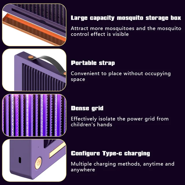 2023 Új Elektromos Ütés Szúnyog Gyilkos Lámpa Falra Tartó Hordozható Uv Csapda Légy Hiba Bug Zapper Usb Újratölthető Taszító - Image 6