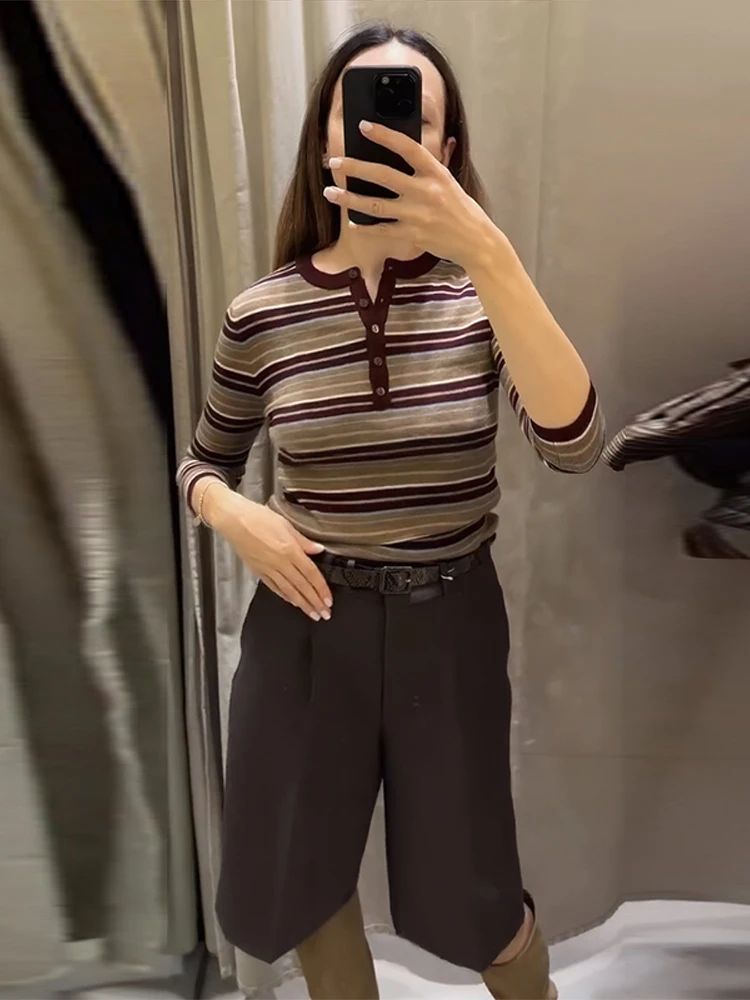 รูปสินค้า เสื้อยืดแขนยาวลายแฟชั่น ฤดูใบไม้ผลิ 2025 สตรี