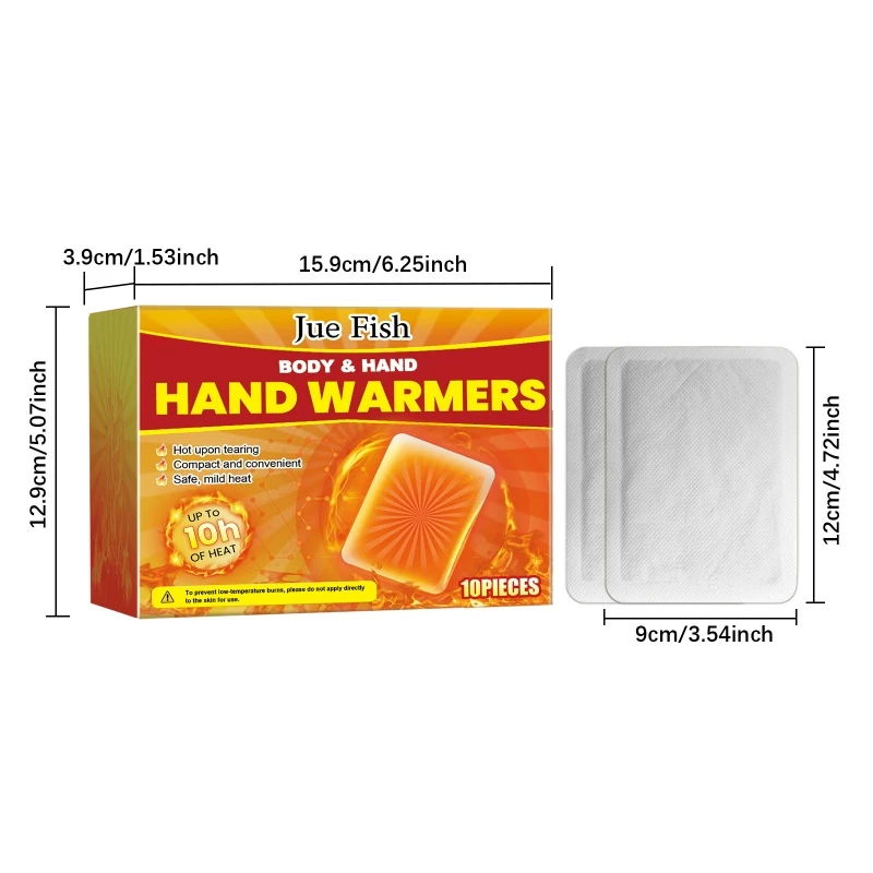 10PCS Hand Warmers, 10Hours Long Heat Hand Heat Pads for Hiking Camping and Commuting Extended Warmth