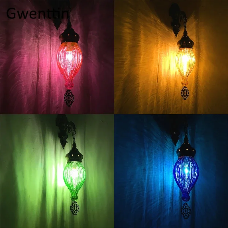 

Vintage Stained Crack Glass Wall Lamps Romantic Loft Industrial Home Decor Corridor Bar Bedroom Sconces Light Fixtures Luminaire