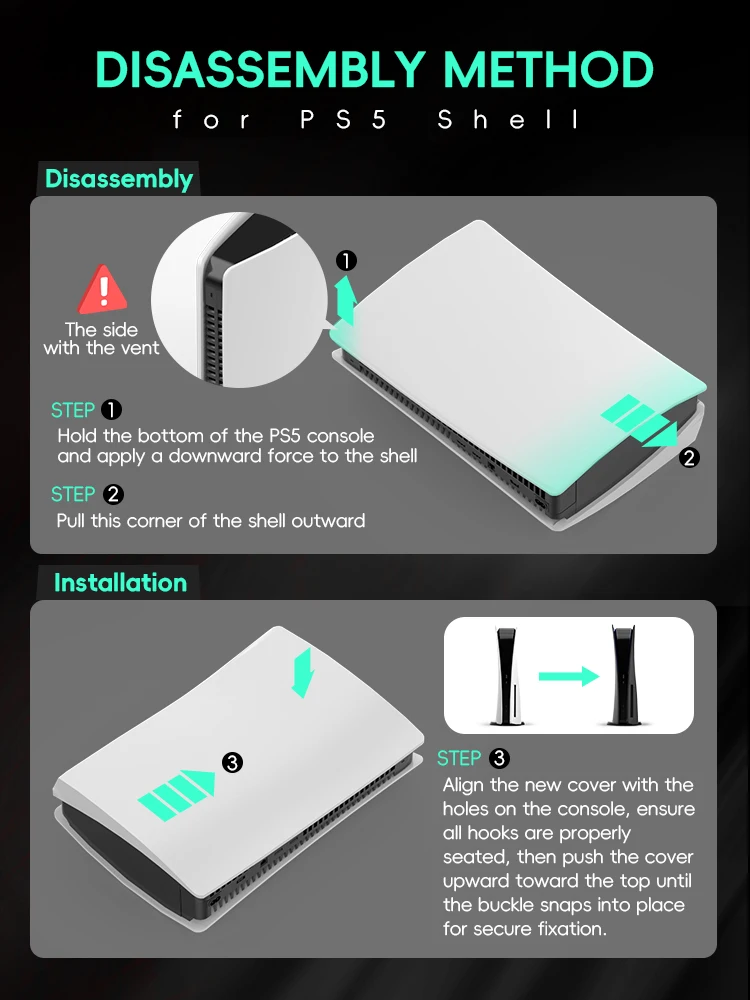 Sleek Black Faceplate Cover for Gaming Console - Stylish Protective Shell