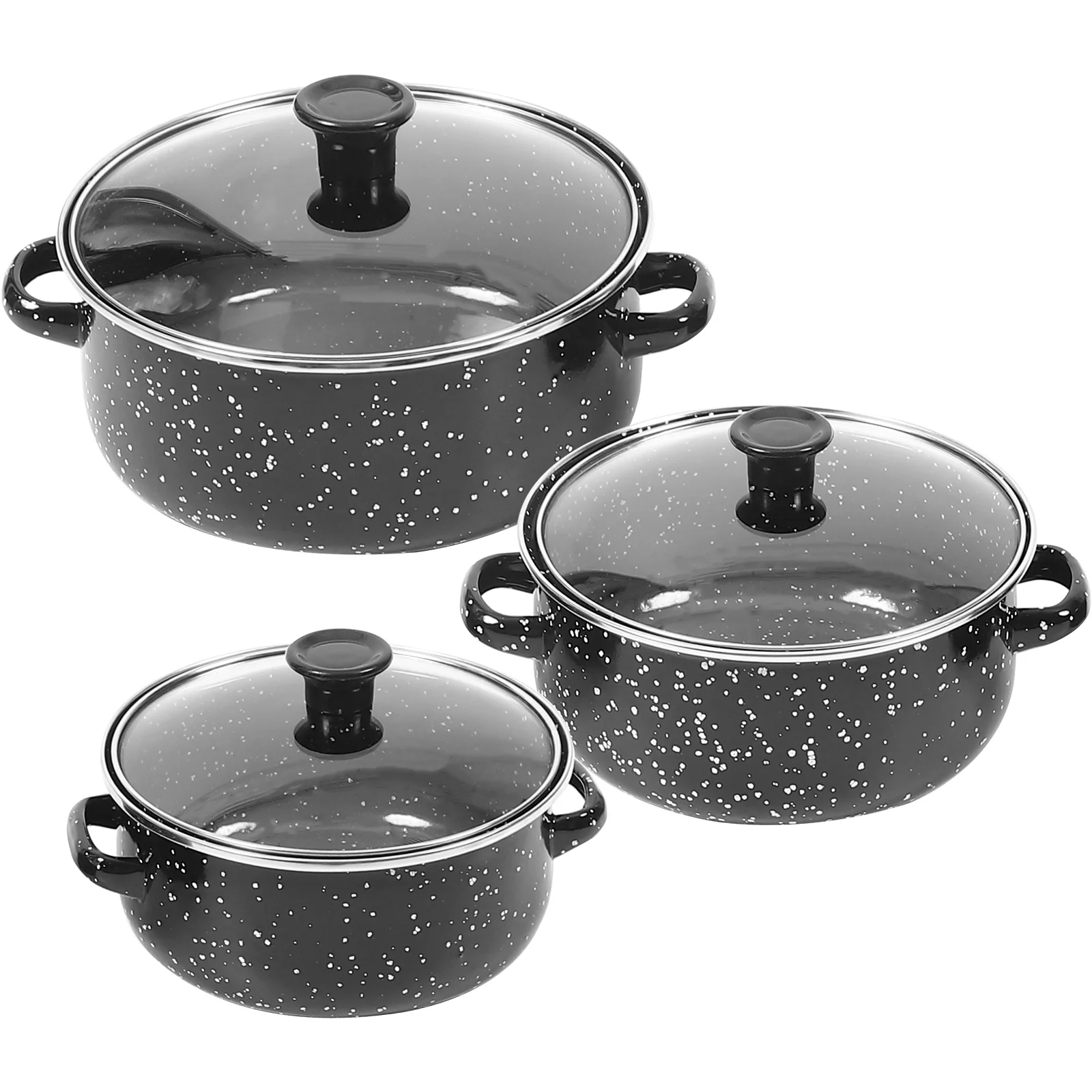 

1set/3pcs Soup Pot Frying Pan Hot Pot Saucepan Stockpot Enamel Cook Stock Pot Instant Noodle Pot With Lid Kitchen Cook Cookware