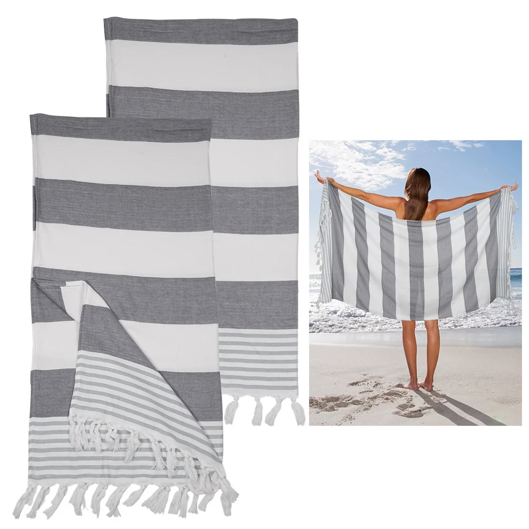 2Pcs Turkish Beach Towels Cotton Absorbent Quick-Dry Towels Oversized Beach Blankets Lightweight Travel Bath For Beaches