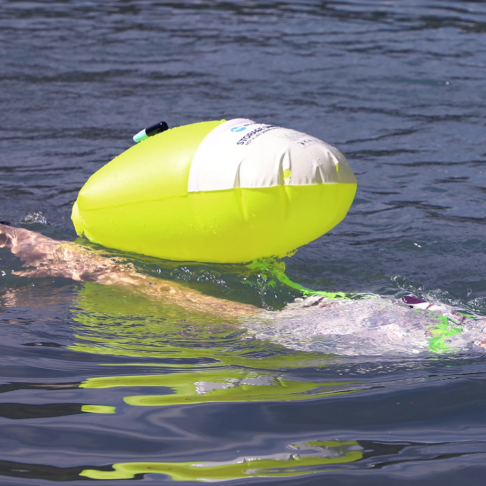 Inflatable Open Swimming Buoy Portable Tow Float Dry Bag PVC Clothing Wallet Storage with Waist Belt Outdoor Swimming Equipment